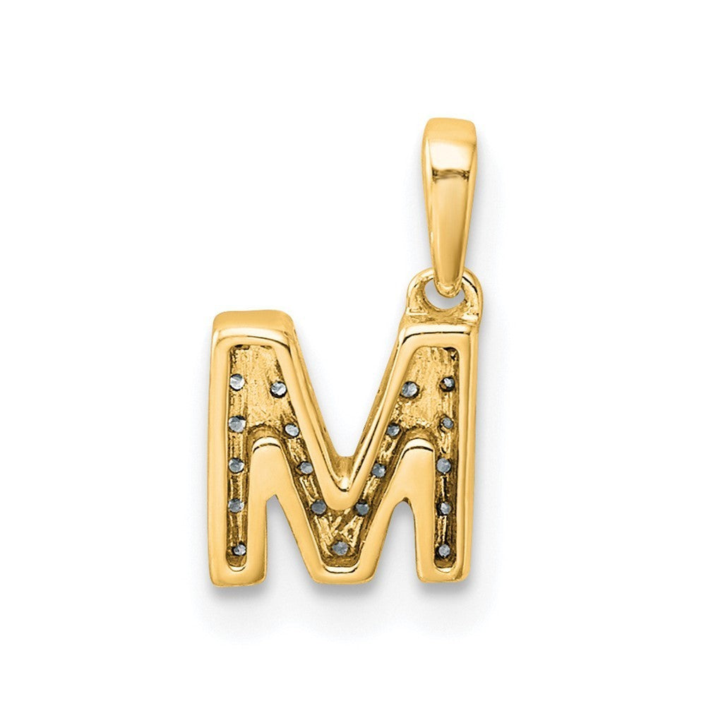 14k Yellow Gold Diamond Letter M Initial with Bail Pendant