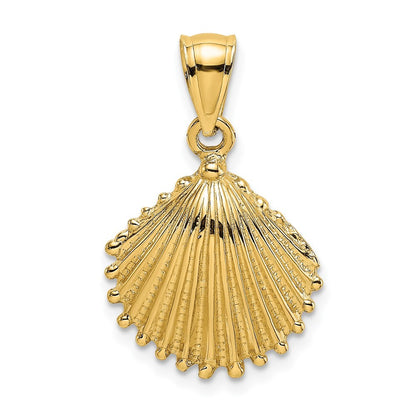 14k Yellow Gold Textured Scallop Shell Charm Pendant