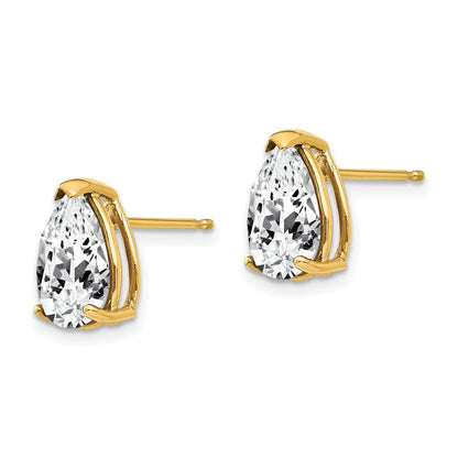 14k Yellow Gold 10x7mm Pear Cubic Zirconia Stud Earrings