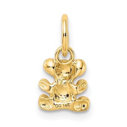 14k Yellow Gold Polished Teddy Bear Charm Pendant