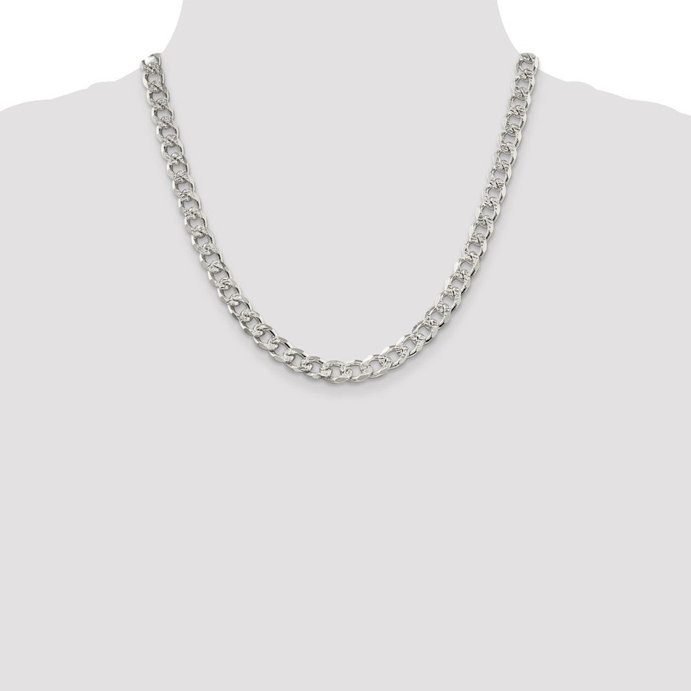 Sterling Silver 8.3mm Pav� Curb Chain Necklace 20"