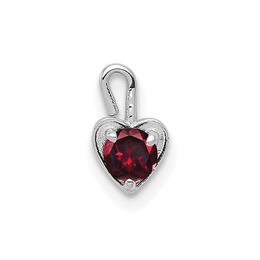14k White Gold July Synthetic Birthstone Heart Charm Pendant