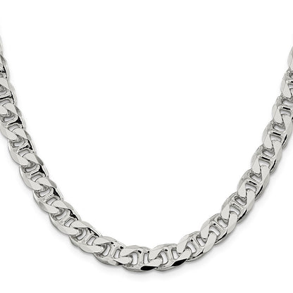 Sterling Silver 9mm Diamond-Cut Flat Anchor Curb Chain Necklace 24"