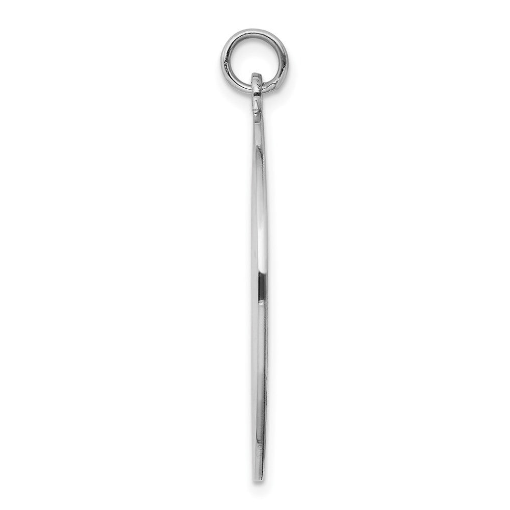 Sterling Silver Rhod-plated Eng. Rnd Polish Front/Satin Back Disc Charm Pendant