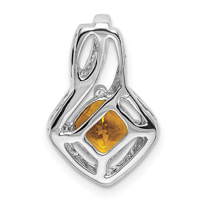 14k White Gold Citrine and Diamond Pendant