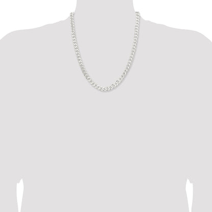 Sterling Silver 7.5mm Curb Chain Necklace 22"