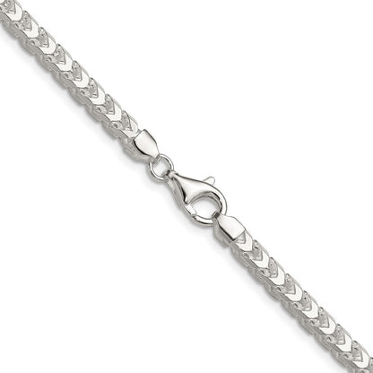 Sterling Silver 4.7mm Diamond-Cut Square Franco Chain Necklace 26"