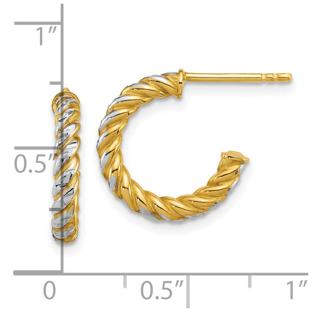 14k Yellow Gold Polished Diamond-cut Twisted 2.75mm Tube C-Hoop Earrings