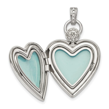 Sterling Silver Rhodium-plated 21mm Diamond Accented Satin Locket Pendant