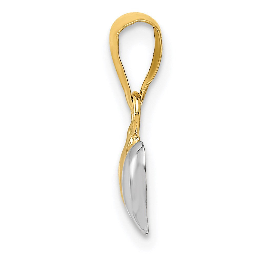 14k Yellow Gold White Rhodium Double Heart Pendant