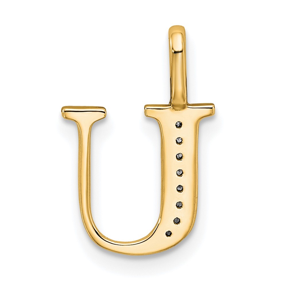 14k Yellow Gold Diamond Letter U Initial Pendant