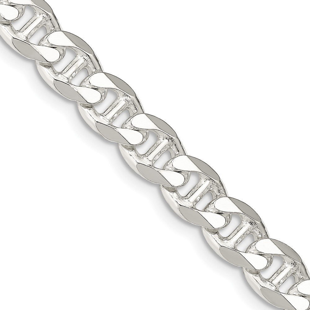 Sterling Silver 8.25mm Diamond-Cut Flat Anchor Curb Chain Necklace 24"