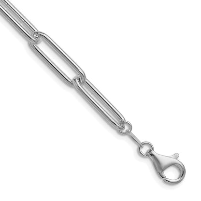 Sterling Silver Rhodium-plated Polished 6.5mm Paperclip Chain Necklace 16"