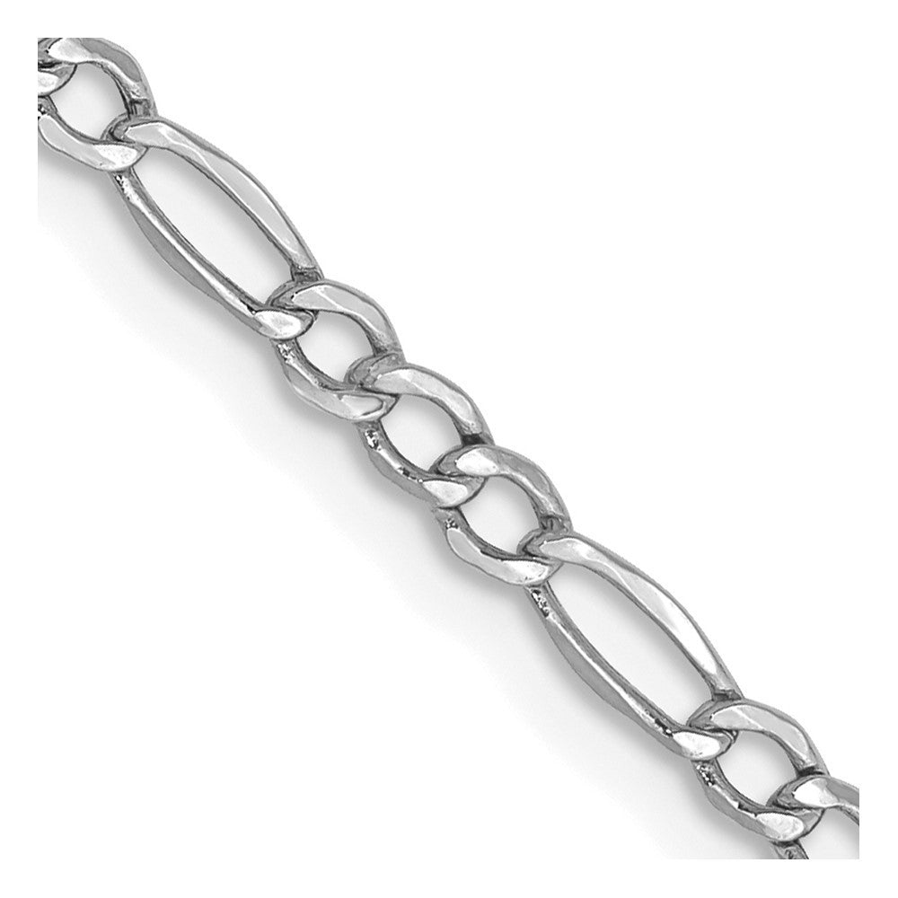 14K White Gold 2.5mm Semi-Solid Figaro with Lobster Clasp Chain Necklace 24"