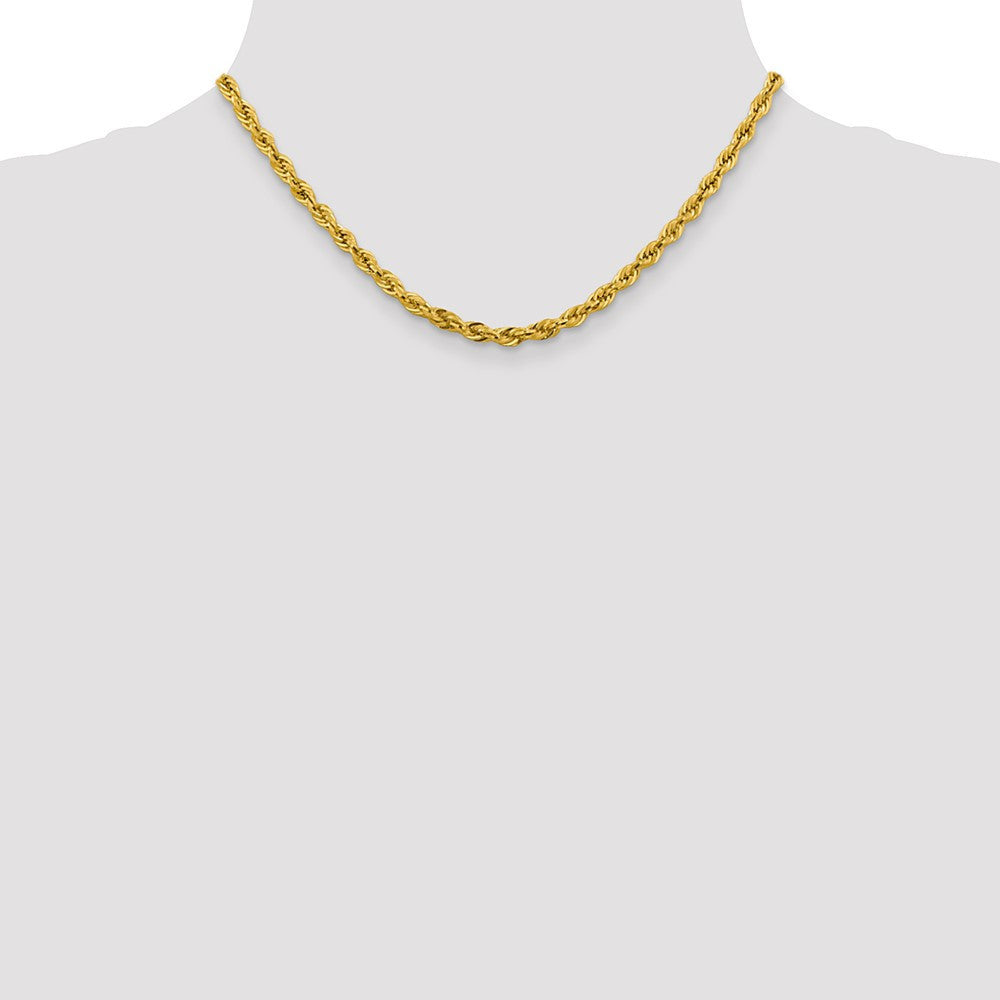 14k Yellow Gold 4.25mm Semi Solid Rope with Lobster Clasp Chain Necklace 16"