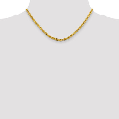 14k Yellow Gold 4.25mm Semi Solid Rope with Lobster Clasp Chain Necklace 16"