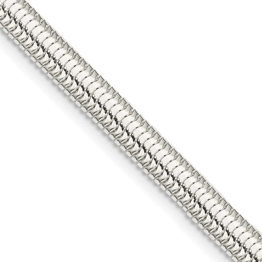 Sterling Silver 5mm 6-sided Oval Snake Chain Necklace 20"