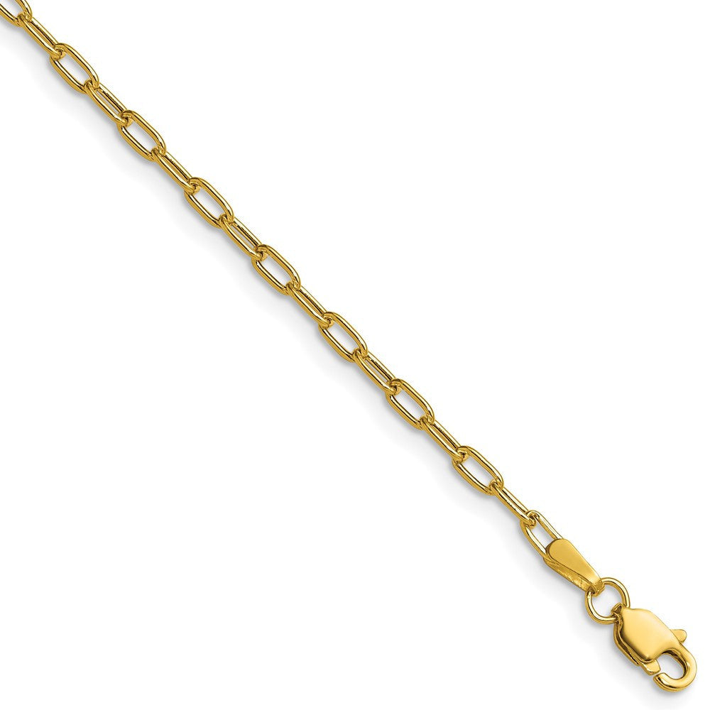 14k Yellow Gold 2.2mm Semi-Solid Beveled Paperclip Chain Necklace 24"