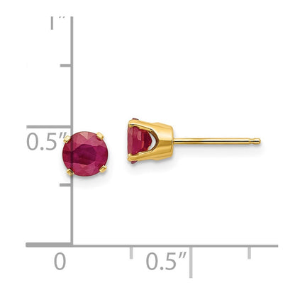 14k Yellow Gold 5mm Ruby Stud Earrings