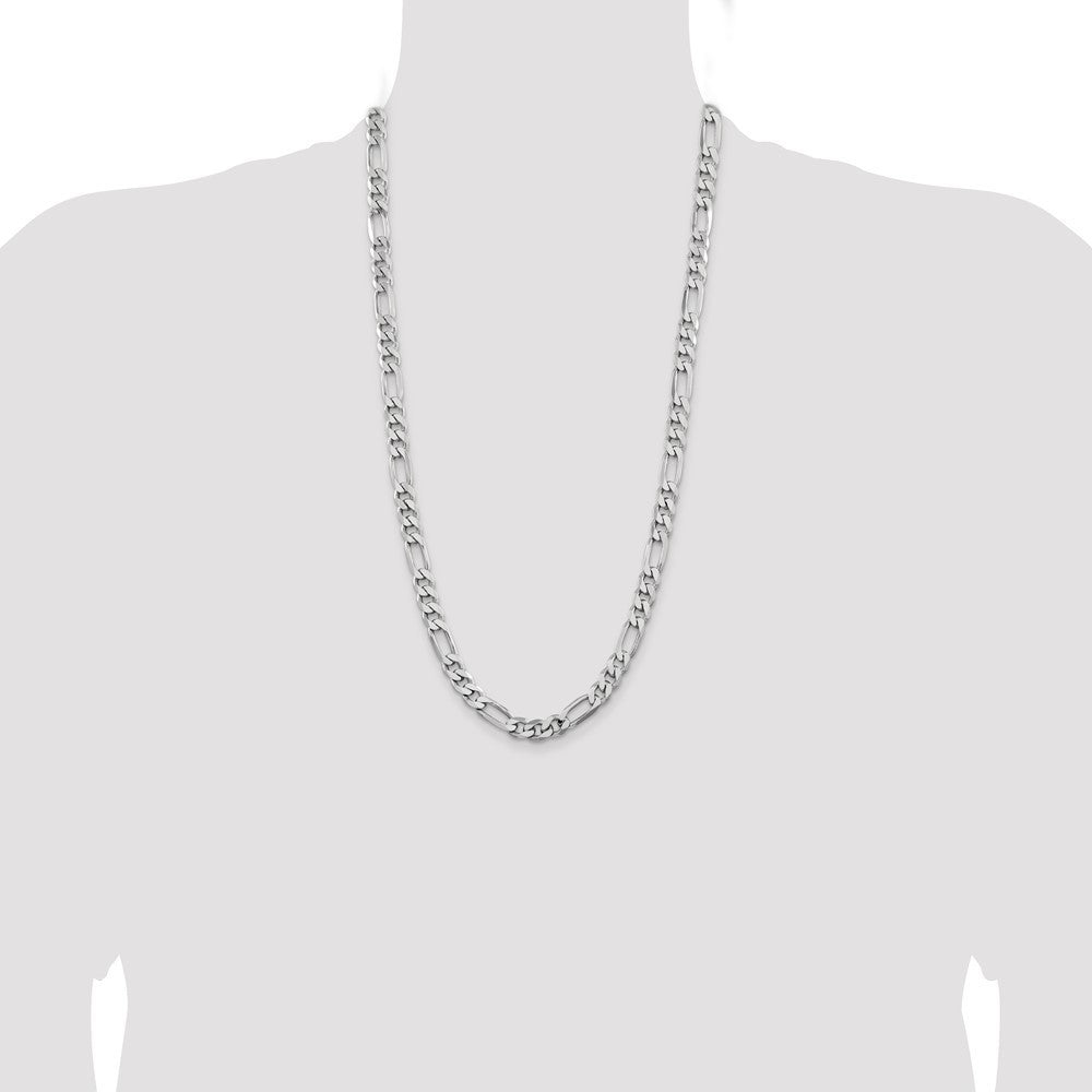 Sterling Silver Rhodium-plated 7.75mm Figaro Chain Necklace 28"
