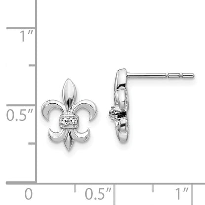 14k White Gold Diamond Fleur de Lis Stud Earrings