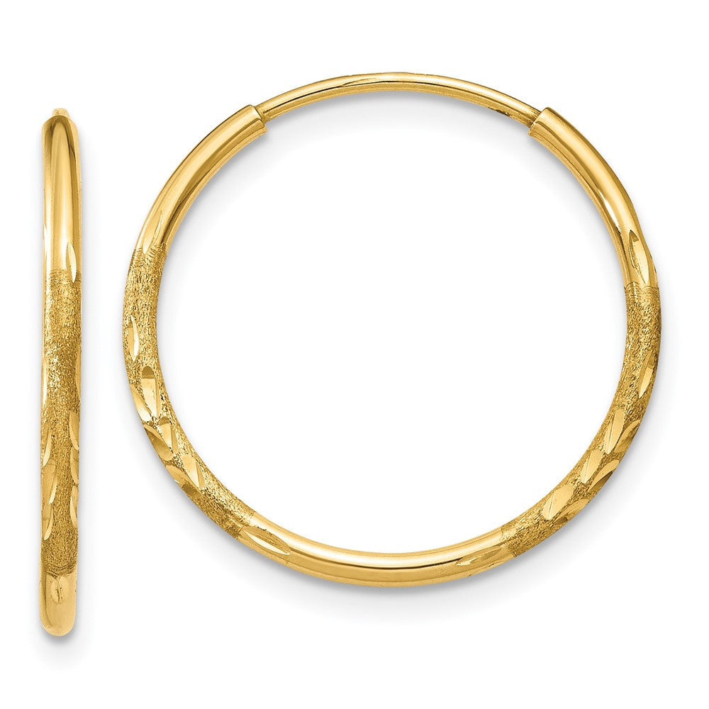 14k Yellow Gold 1.25mm Diamond-cut Endless Hoop Earring