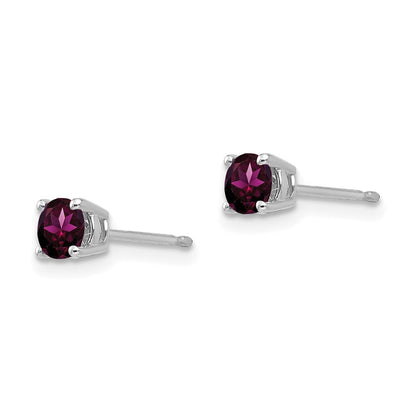 14k White Gold 4mm Rhodolite Garnet Stud Earrings