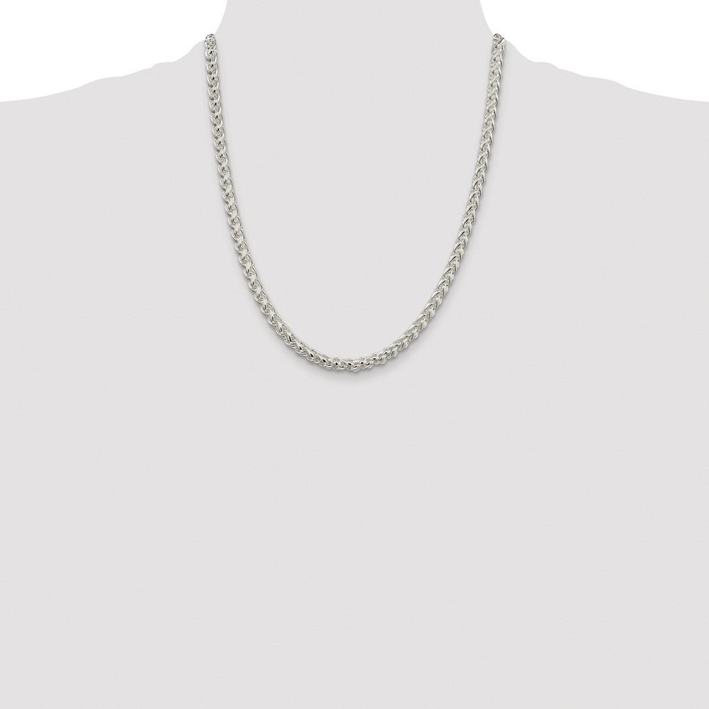 Sterling Silver Rhodium-plated 5mm Round Spiga Chain Necklace 22"