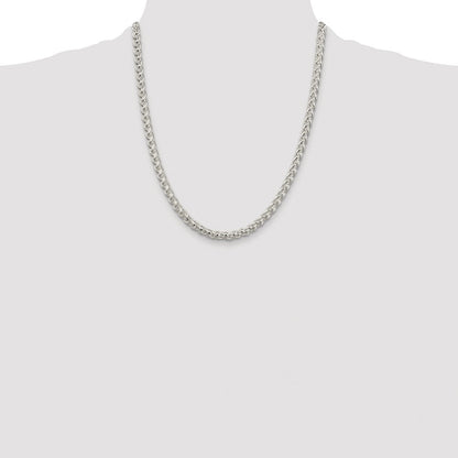Sterling Silver Rhodium-plated 5mm Round Spiga Chain Necklace 22"
