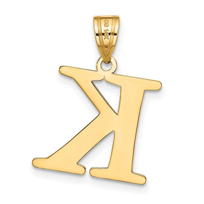 14k Yellow Gold Polished Etched Letter K Initial Pendant