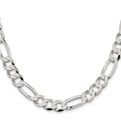 Sterling Silver 9.7mm Lightweight Flat Figaro Chain Necklace 18"