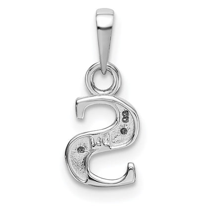 14k White Gold Rhodium-plated Diamond Letter S Initial Pendant