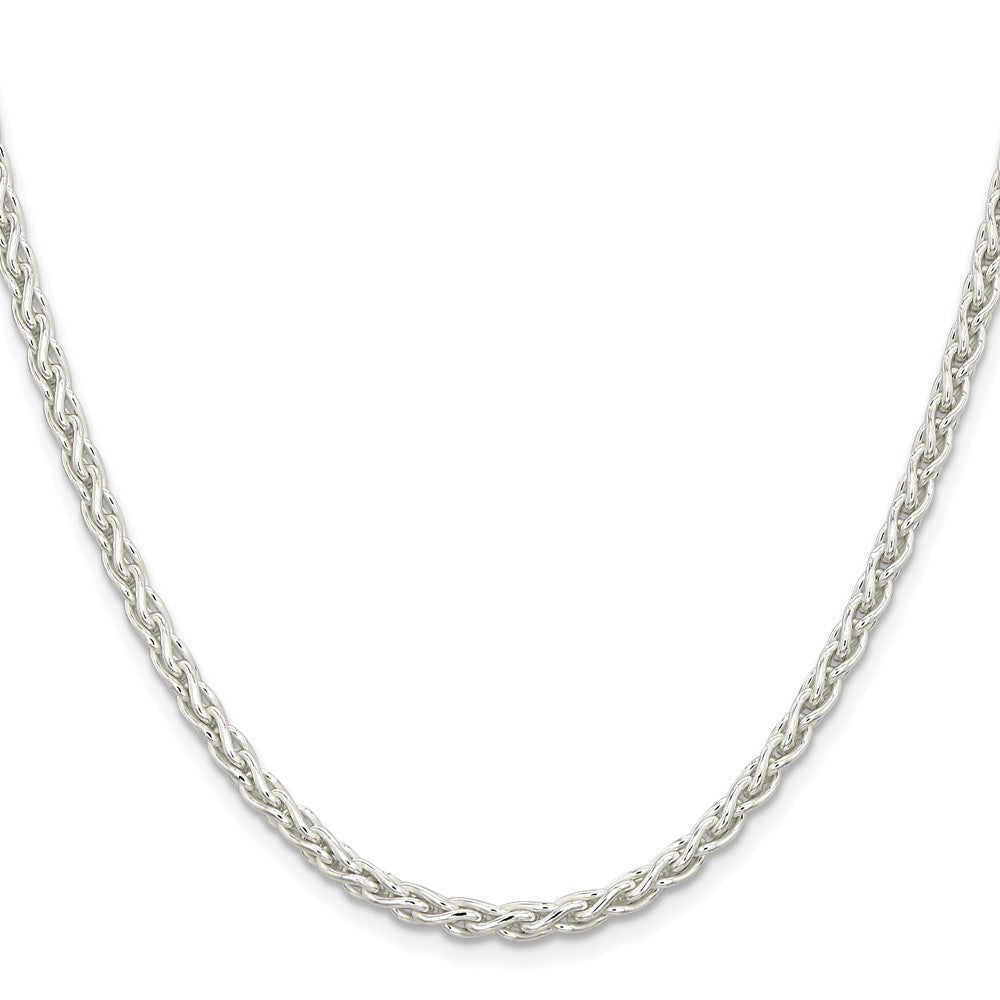 Sterling Silver Rhodium-plated 3.7mm Round Spiga Chain Necklace 26"