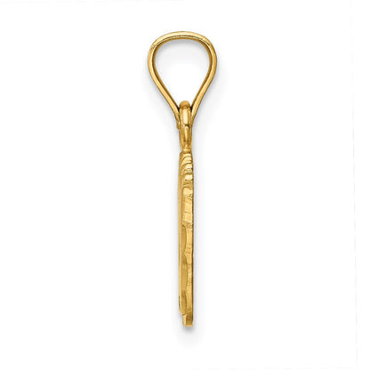 14k Yellow Gold Satin Diamond-cut Footprints Pendant