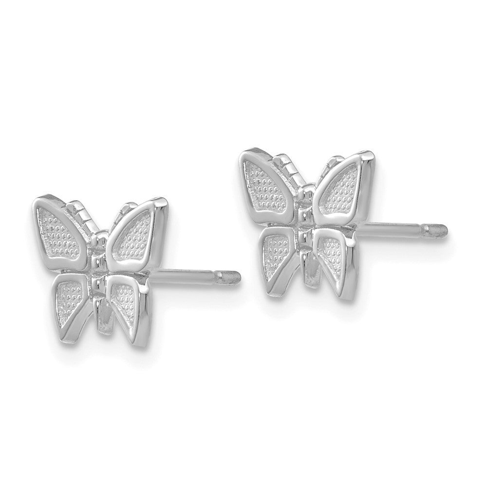 14k White Gold Butterfly Stud Earrings