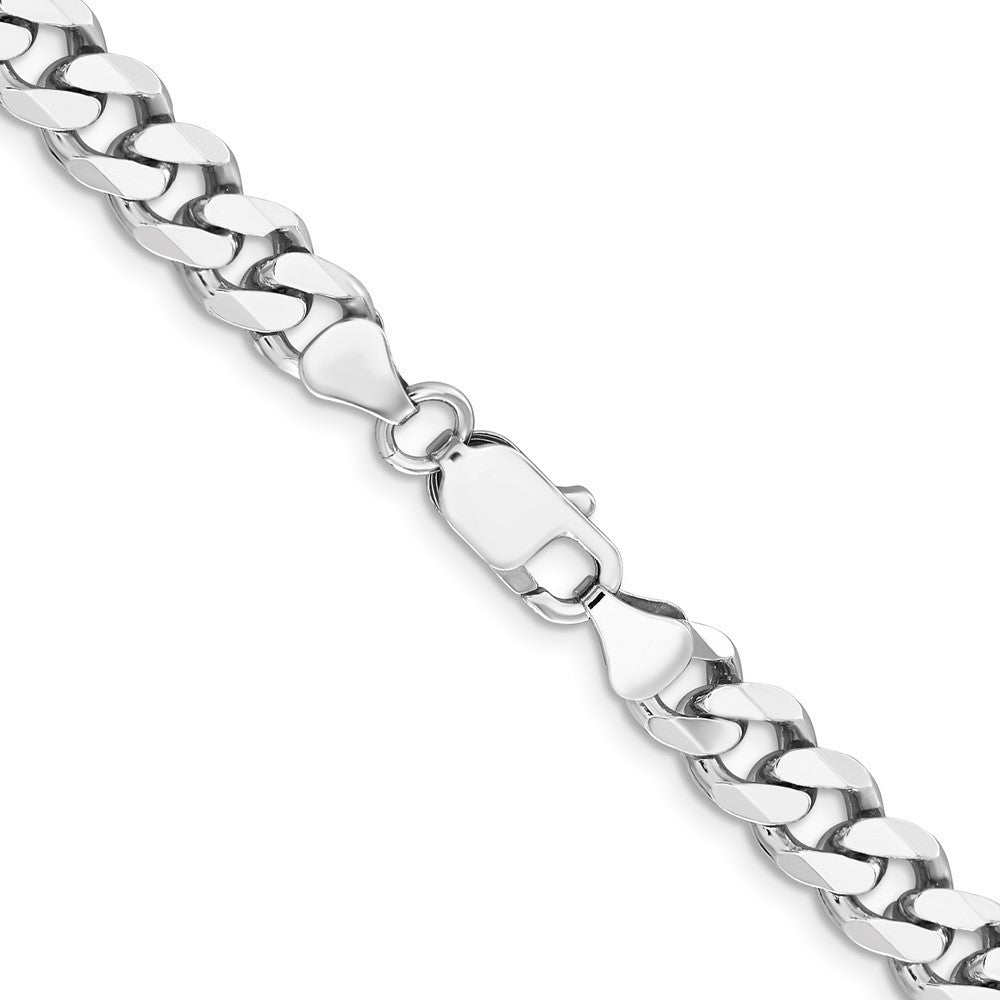 Sterling Silver Rhodium-plated 7.5mm Curb Chain Necklace 24"