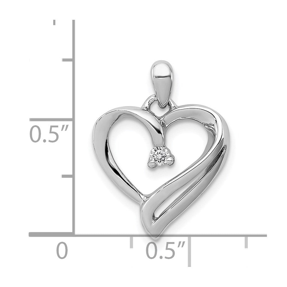 Sterling Silver Rhodium Diamond Heart Pendant