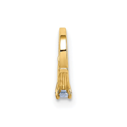 14k Yellow Gold 3D Ring with Light Blue CZ Charm Pendant