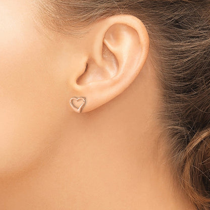 14k Rose Gold Polished Heart Stud Earrings