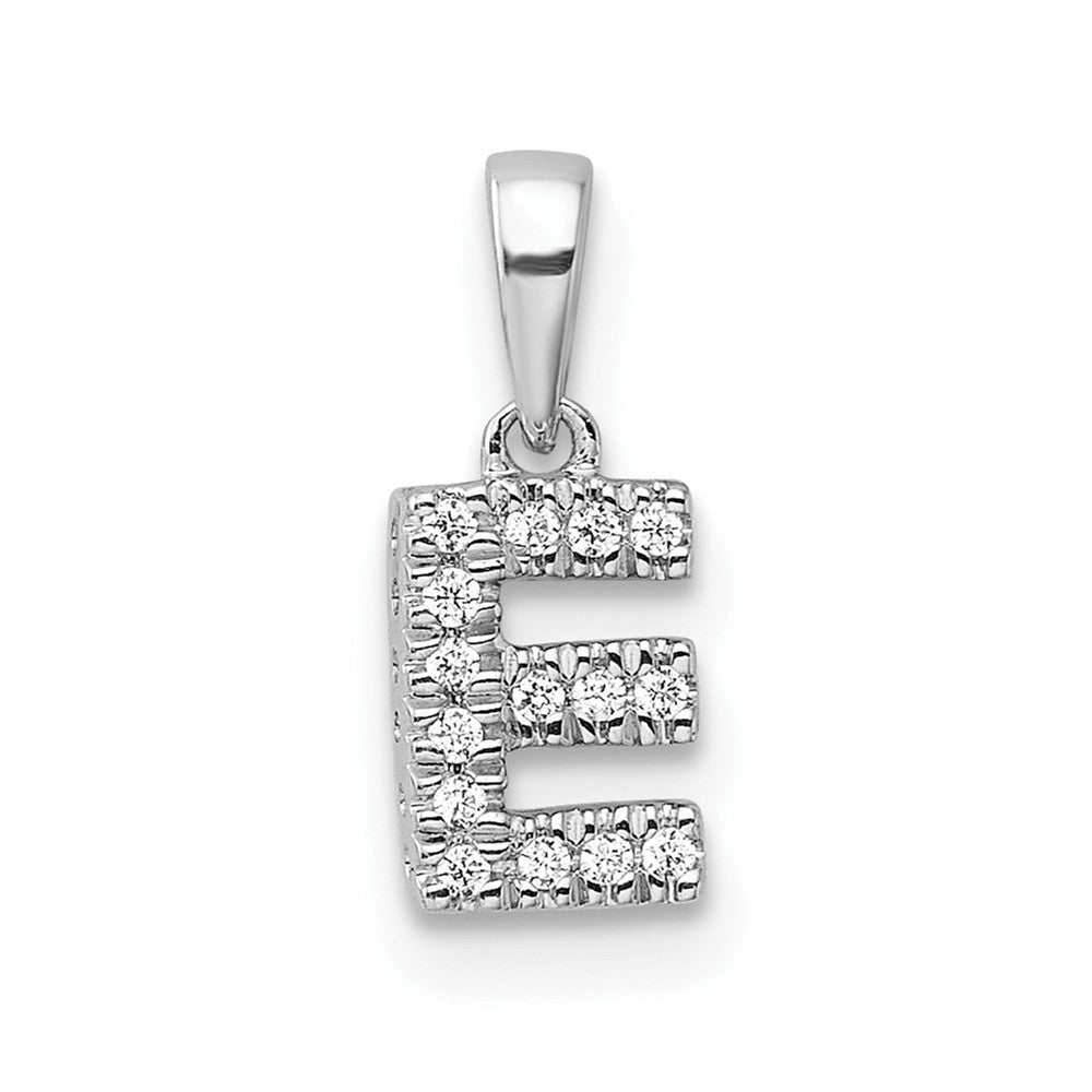 14k White Gold Diamond Letter E Initial with Bail Pendant