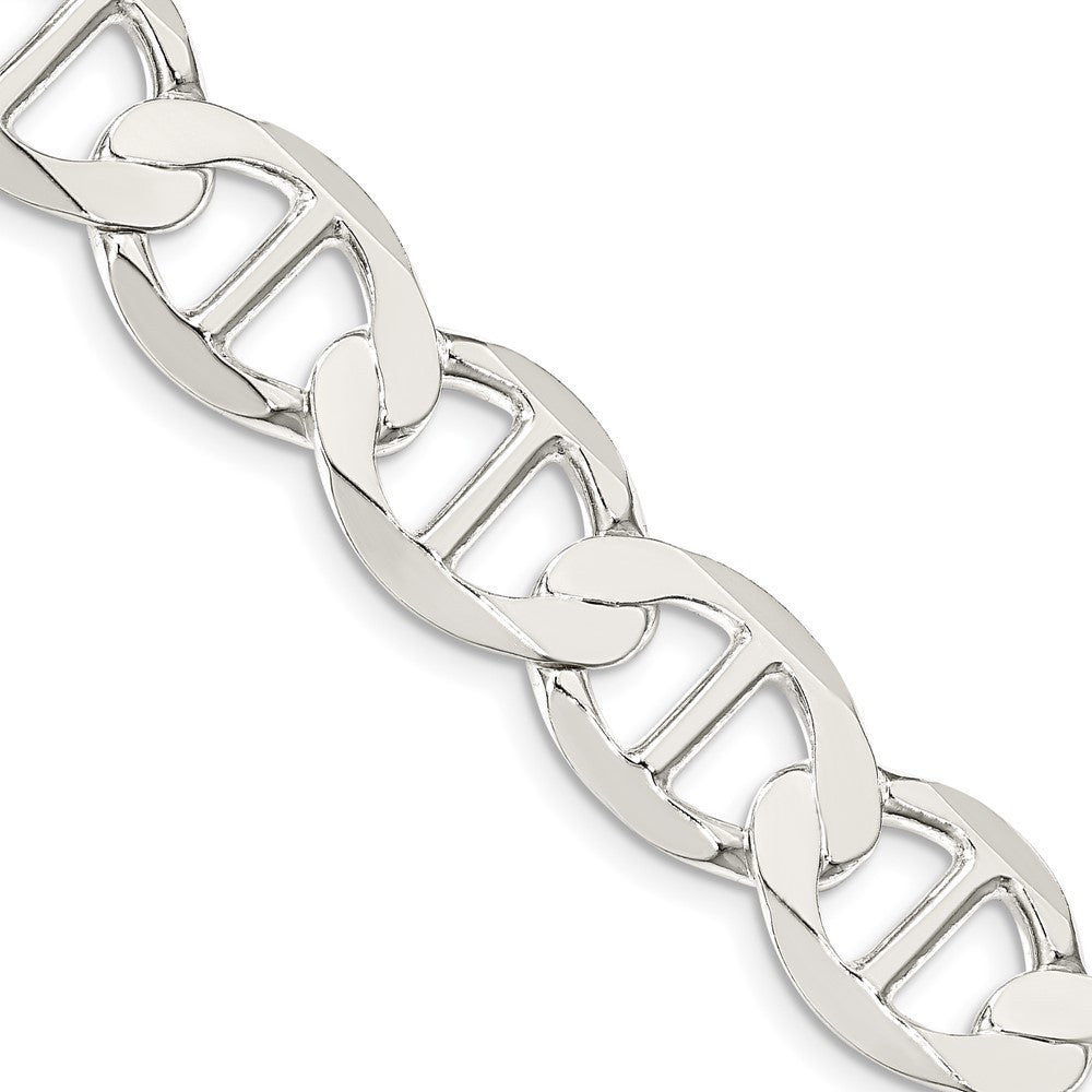 Sterling Silver 12.3mm Flat Anchor Chain Necklace 24"