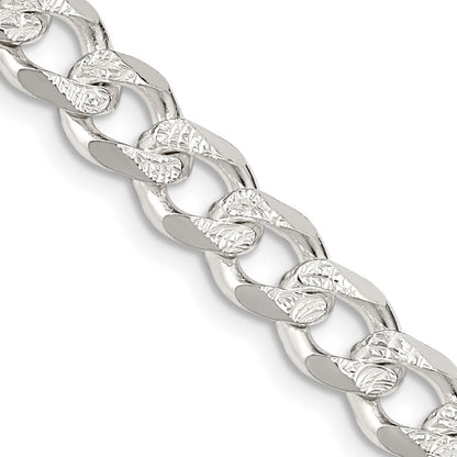 Sterling Silver 7.5mm Pav� Curb Chain Necklace 18"