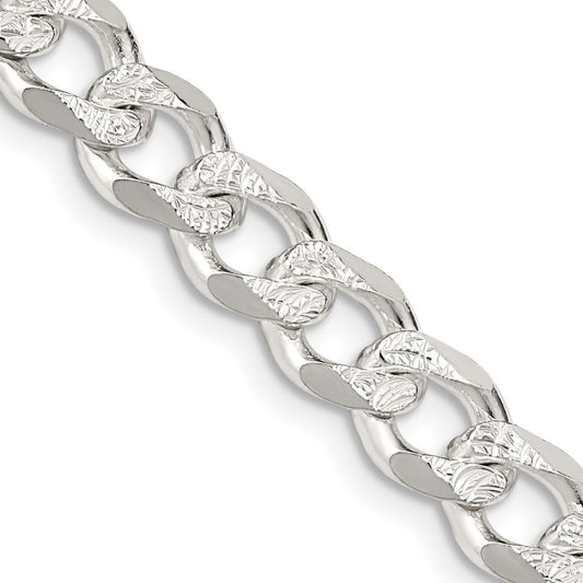 Sterling Silver 7.5mm Pav� Curb Chain Necklace 18"