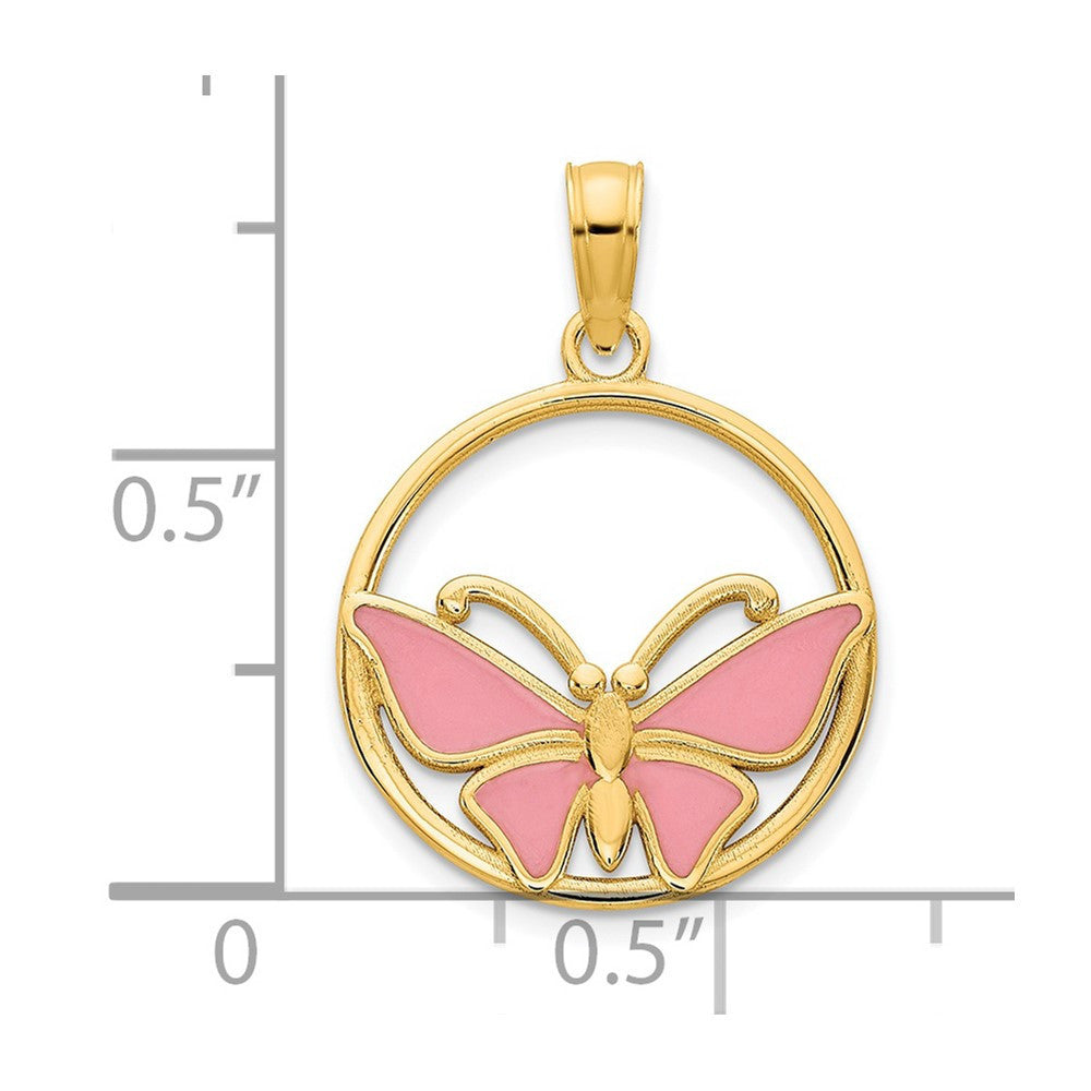 14k Yellow Gold Epoxy Butterfly Pendant