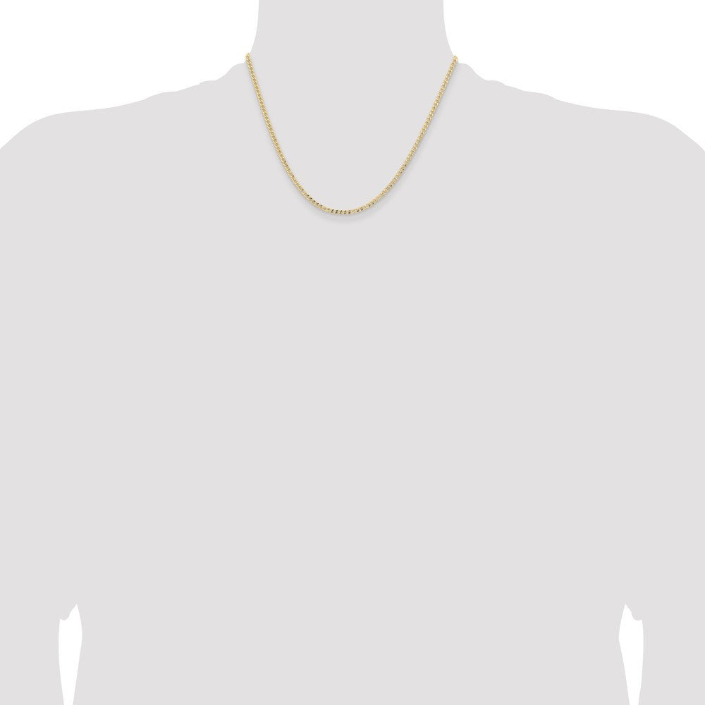 14k Yellow Gold 2.85mm Semi-Solid Curb with Lobster Clasp Chain Necklace 18"