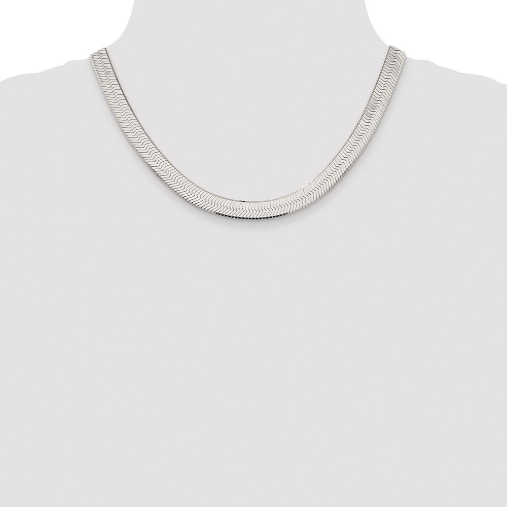 Sterling Silver Rhodium-plated 8.75mm Magic Herringbone Chain Necklace 18"