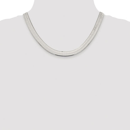 Sterling Silver Rhodium-plated 8.75mm Magic Herringbone Chain Necklace 18"