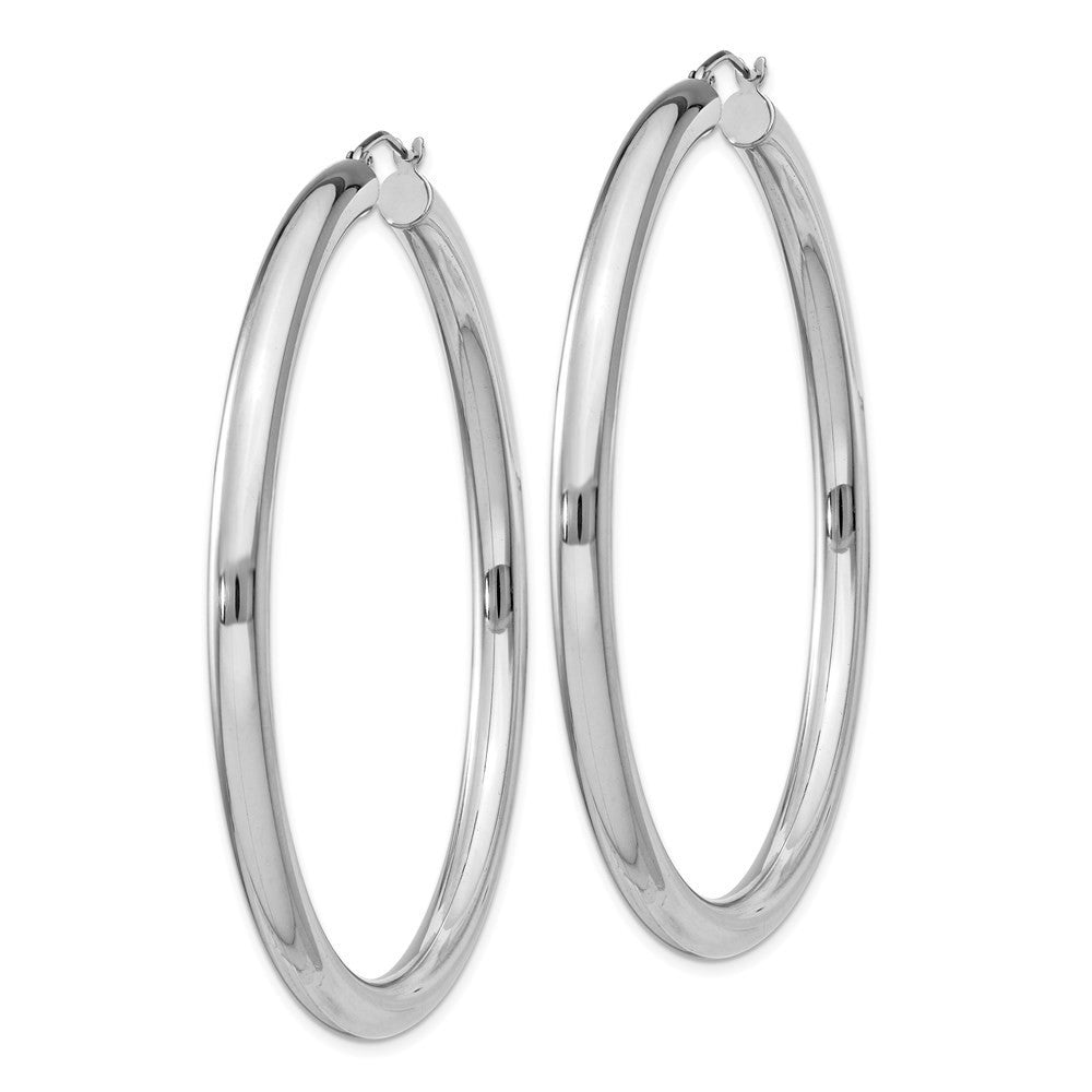 Sterling Silver Rhodium-plated 4mm Round Hoop Earrings