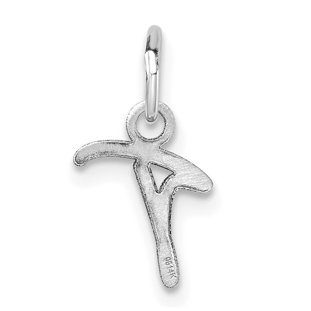 14k White Gold Uppercase Letter T Initial Charm Pendant