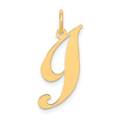 14k Yellow Gold Small Fancy Script Letter I Initial Charm Pendant